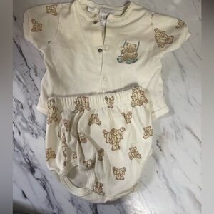 Vintage 90s Carter's Classics Teddy Bear 2-Piece Set 6-9M Embroidered
